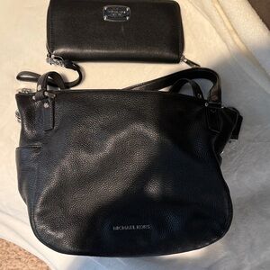 Michael Kors Black Pebbled Leather Bag and Wallet